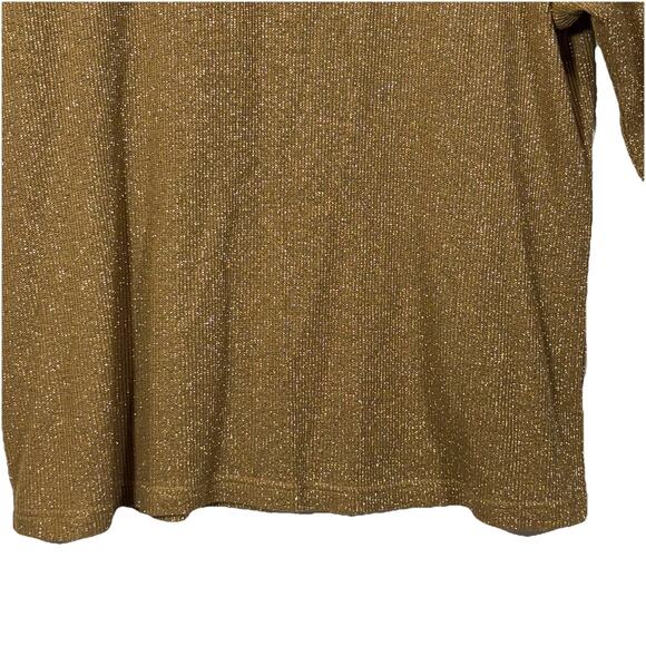 Metallic Gold Sweater Mockneck Pullover Jumper XL 1980s USA Made Glitter Holiday - Picture 4 of 14